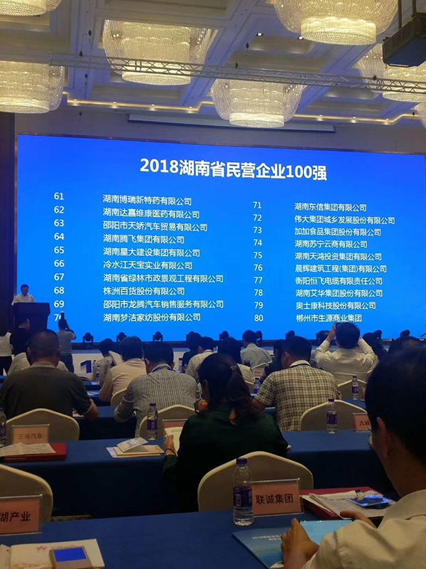 湖南省發(fā)布民營企業(yè)100強(qiáng)名單，天嬌榮膺63位